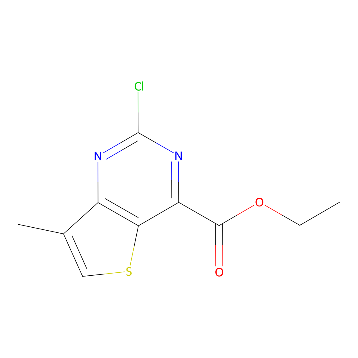 Ethyl 2-chloro-7-methyl-thieno[3,2-d]pyrimidine-4-carboxylate molecular structure, CAS 2292198-15-1