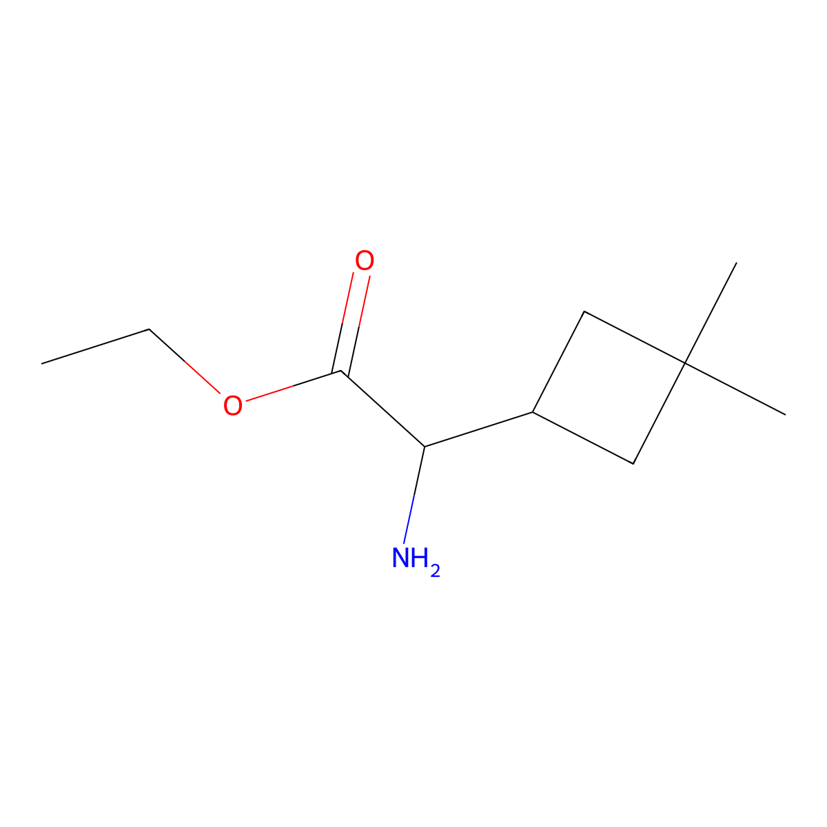 Ethyl 2-amino-2-(3,3-dimethylcyclobutyl)acetate molecular structure, CAS 2292407-83-9