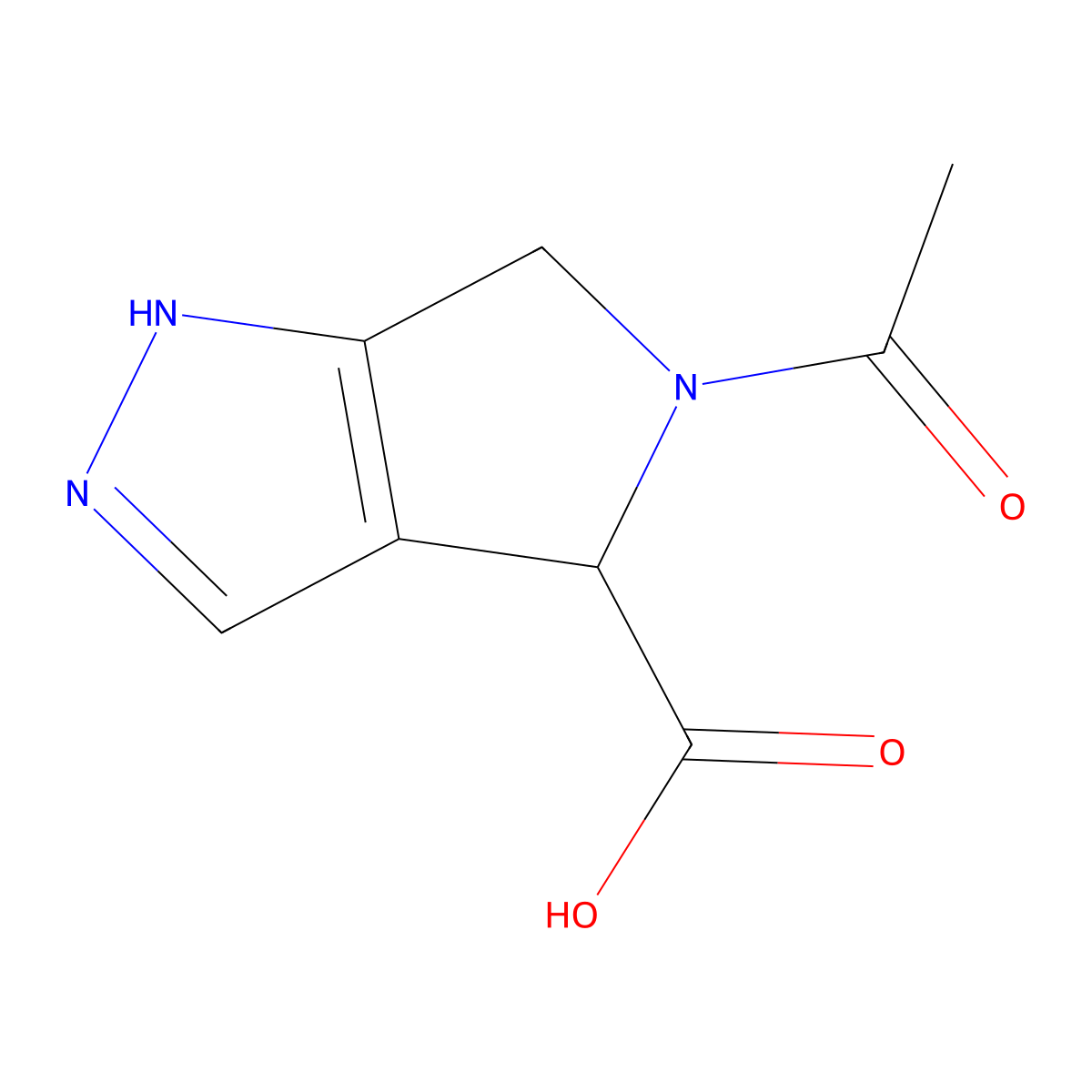 5-acetyl-2H,4H,5H,6H-pyrrolo[3,4-c]pyrazole-4-carboxylic acid molecular structure, CAS 2292528-51-7