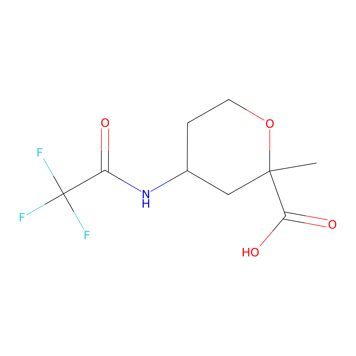 2-Methyl-4-(trifluoroacetamido)oxane-2-carboxylic acid molecular structure, CAS 2292539-43-4
