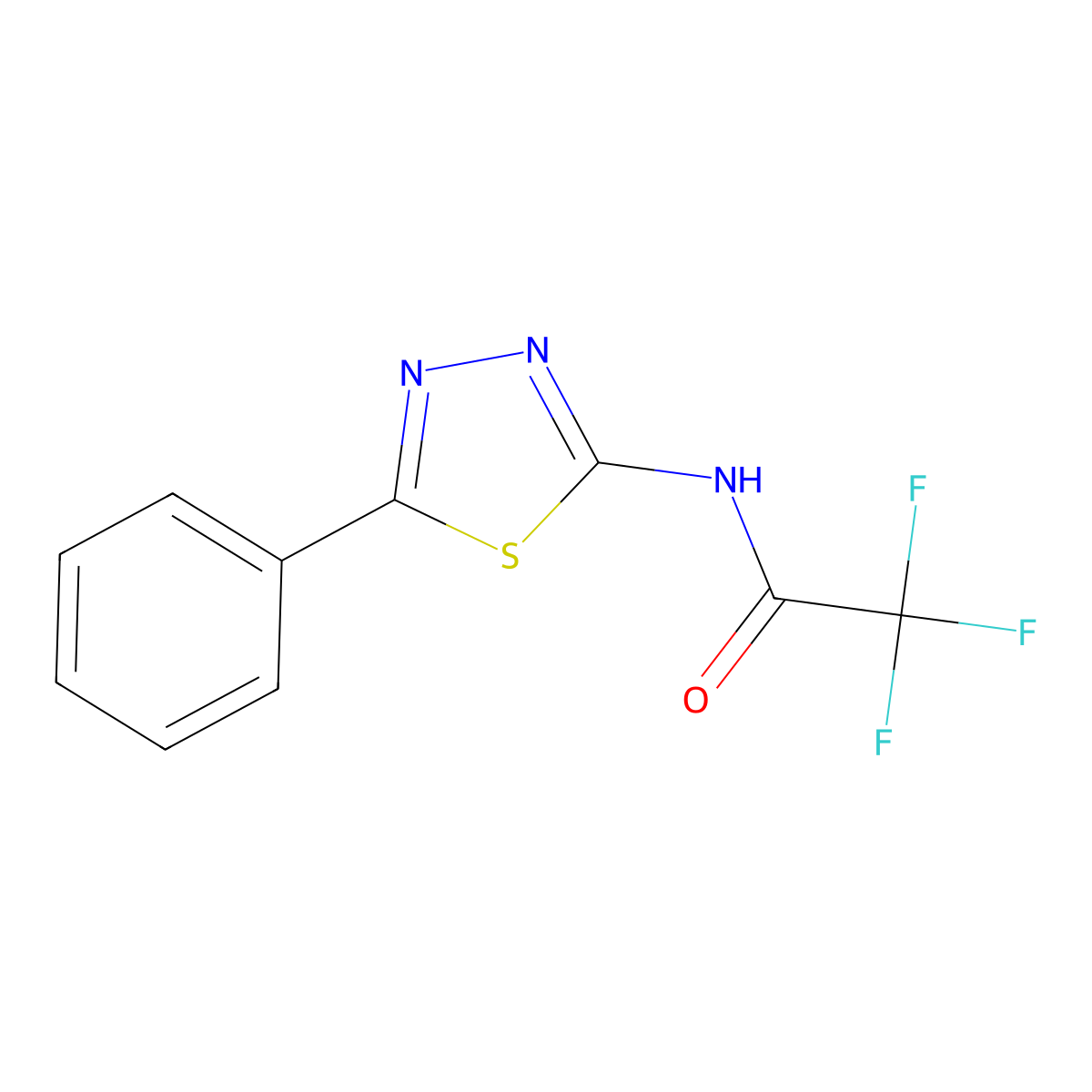 2,2,2-trifluoro-N-(5-phenyl-1,3,4-thiadiazol-2-yl)acetamide molecular structure, CAS 22926-55-2