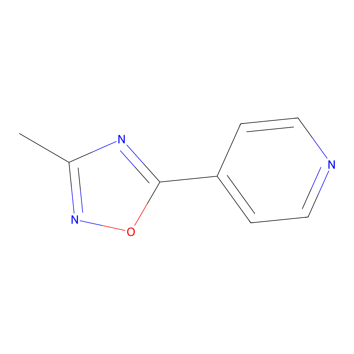 3-Methyl-5-(pyridin-4-yl)-1,2,4-oxadiazole molecular structure, CAS 22926-74-5