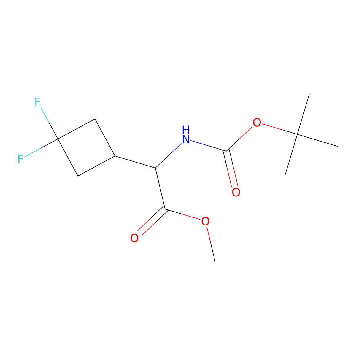 Methyl alpha-[[(1,1-dimethylethoxy)carbonyl]amino]-3,3-difluorocyclobutaneacetate molecular structure, CAS 2292639-39-3
