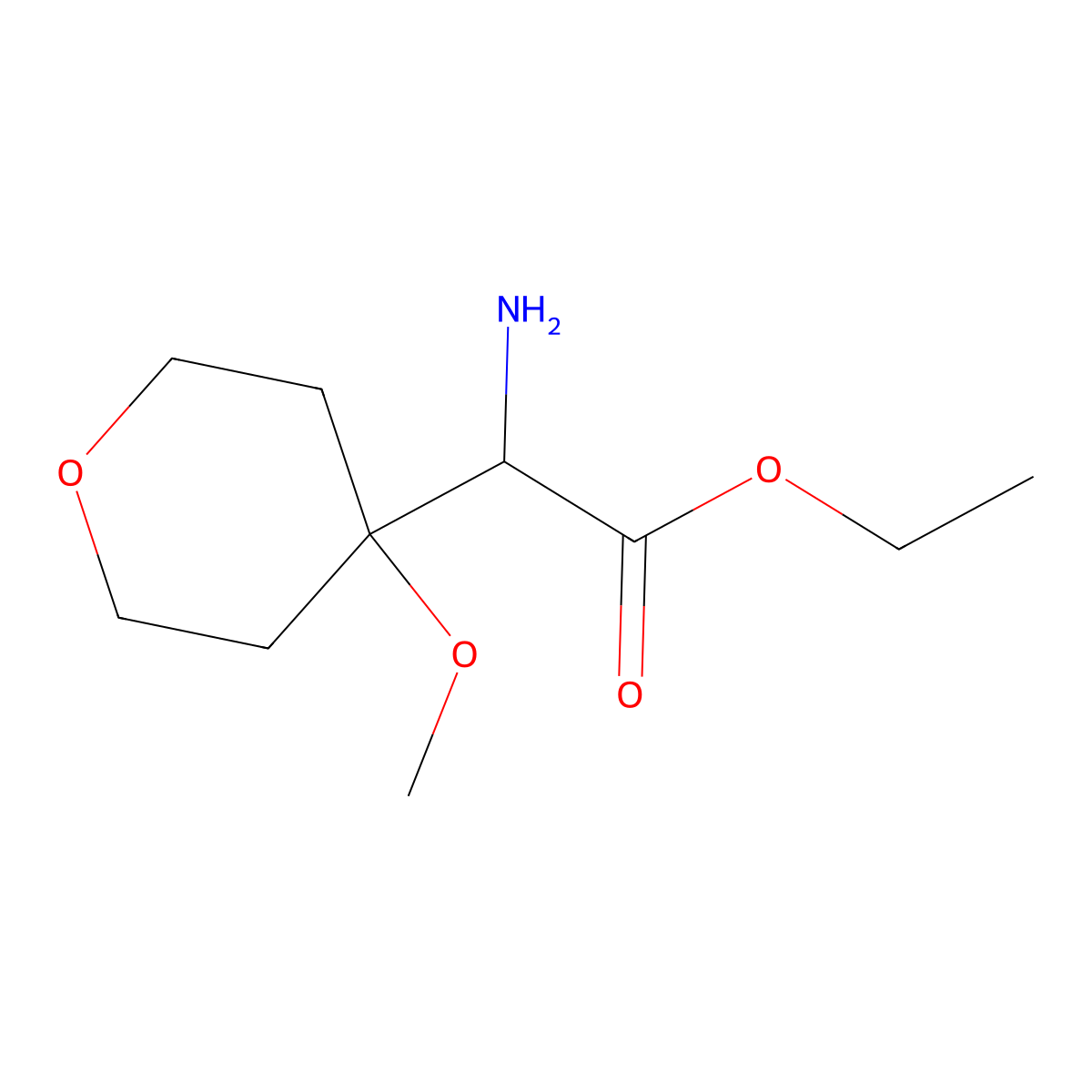 Ethyl 2-amino-2-(4-methoxyoxan-4-yl)acetate molecular structure, CAS 2292730-05-1
