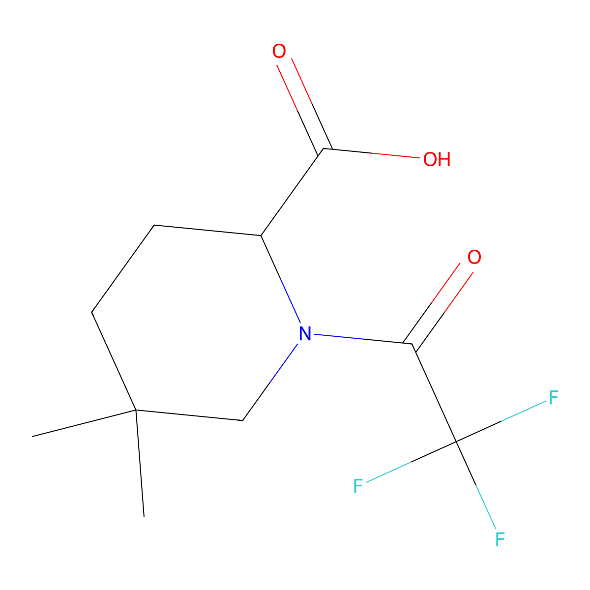 5,5-Dimethyl-1-(trifluoroacetyl)piperidine-2-carboxylic acid molecular structure, CAS 2292733-20-9