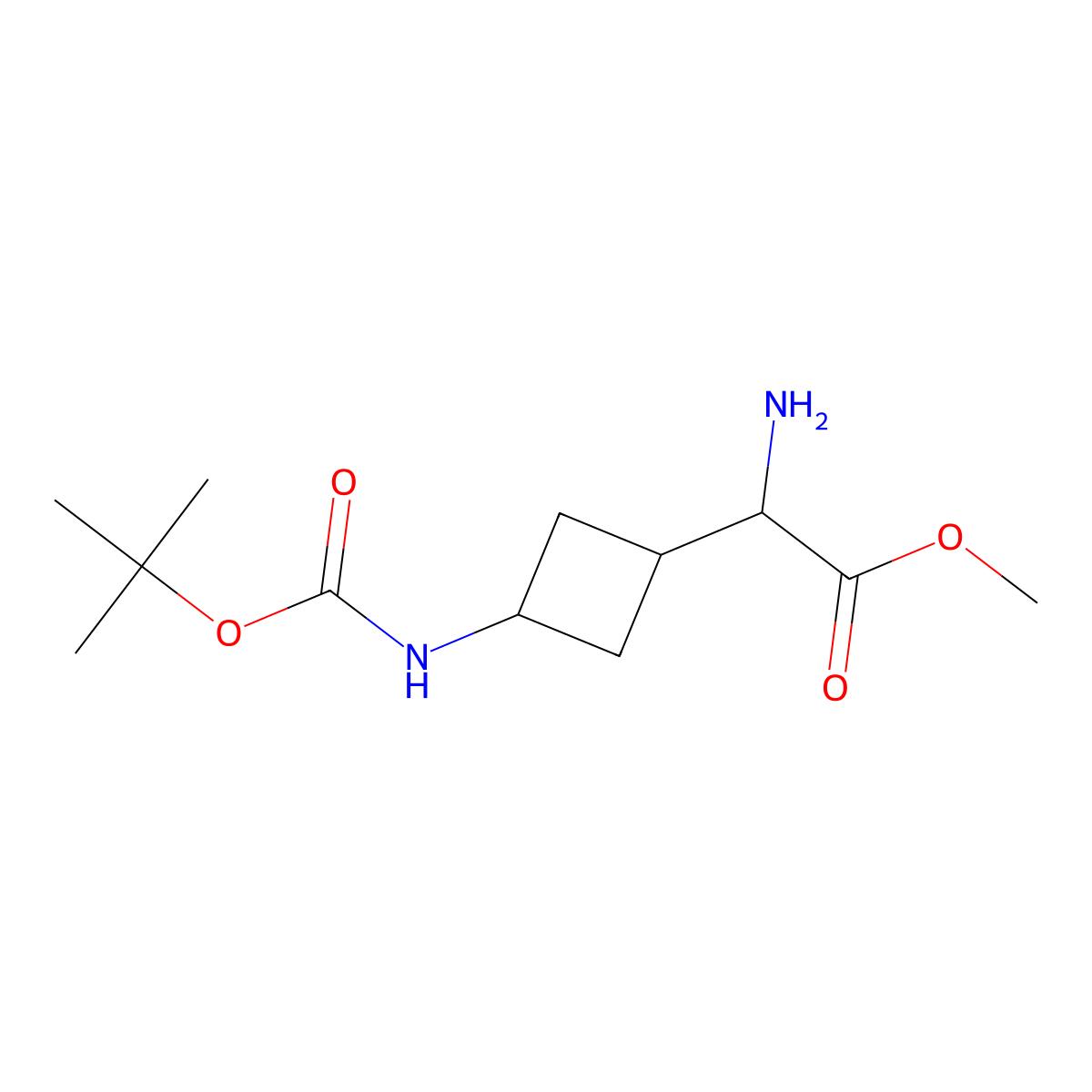 Methyl 2-amino-2-(3-{[(tert-butoxy)carbonyl]amino}cyclobutyl)acetate molecular structure, CAS 2292847-76-6