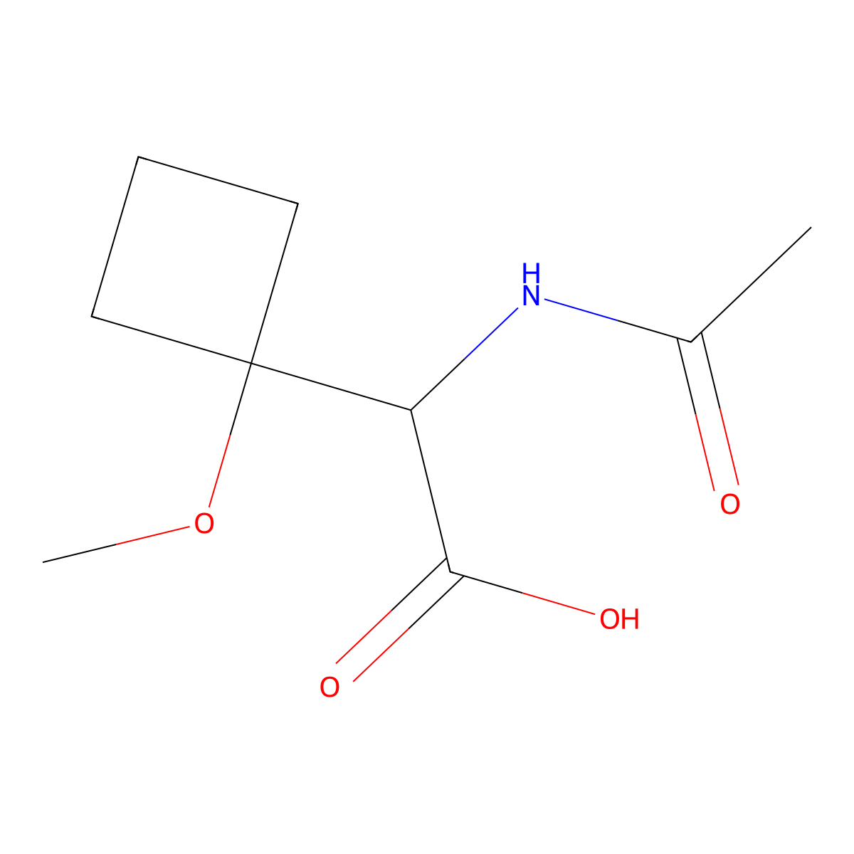 2-Acetamido-2-(1-methoxycyclobutyl)acetic acid molecular structure, CAS 2292964-20-4