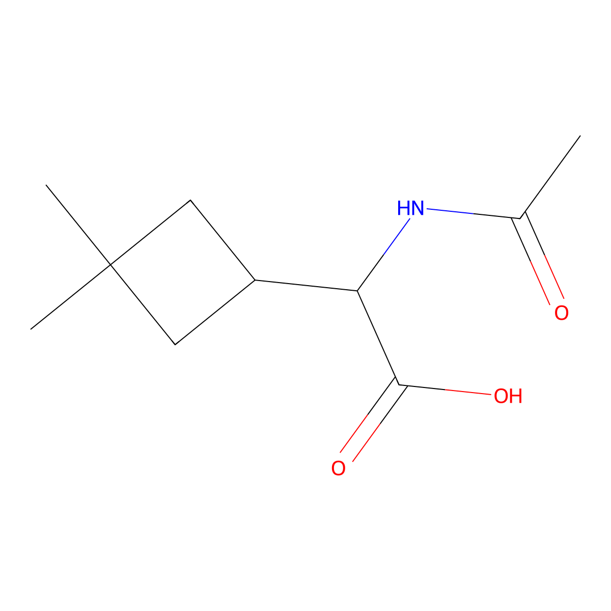 2-(3,3-Dimethylcyclobutyl)-2-acetamidoacetic acid molecular structure, CAS 2293003-28-6