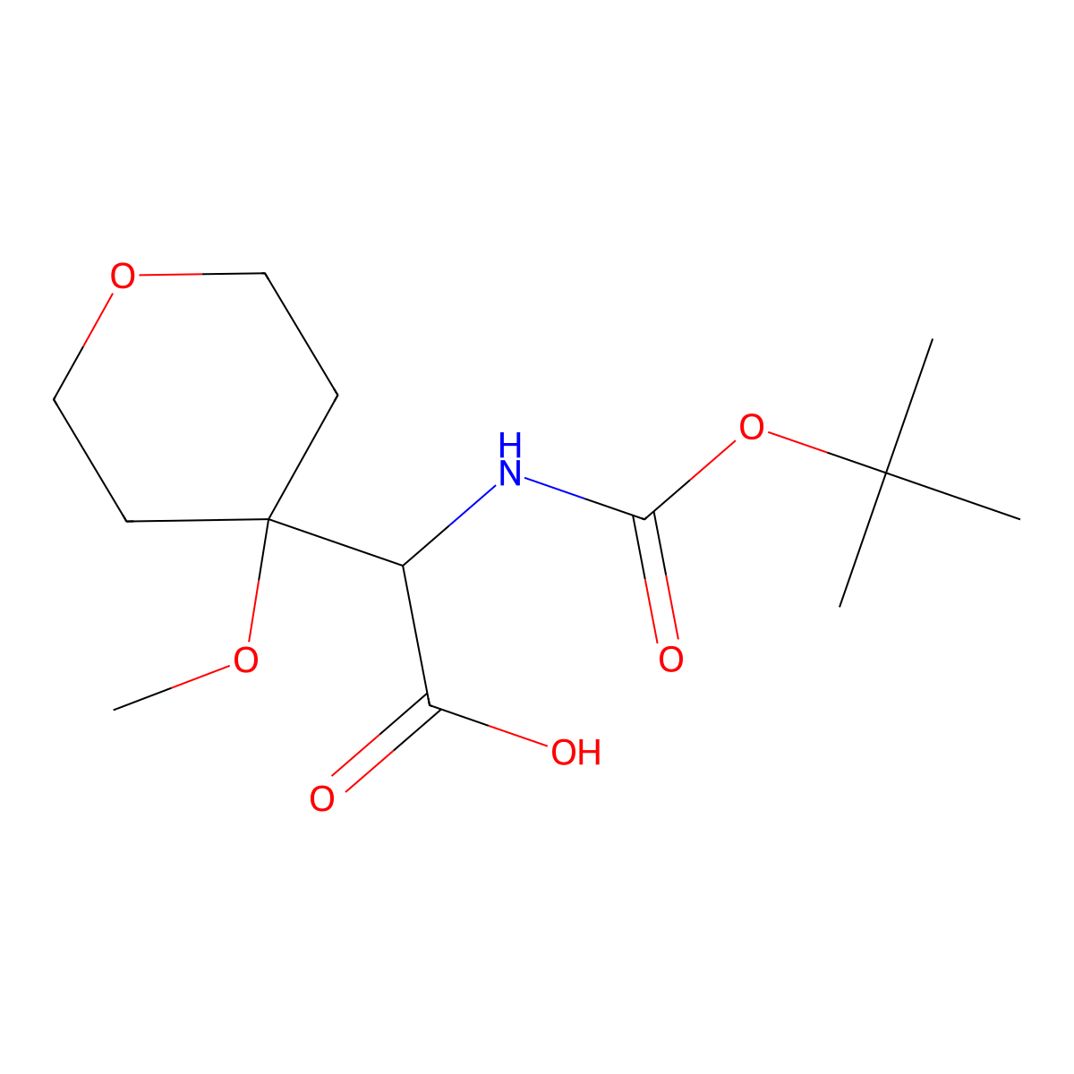 2-{[(Tert-butoxy)carbonyl]amino}-2-(4-methoxyoxan-4-yl)acetic acid molecular structure, CAS 2293020-08-1