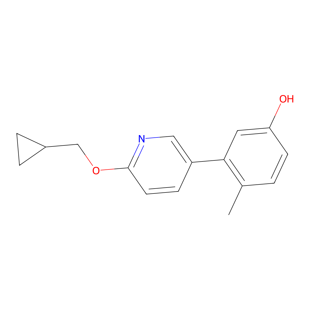 Phenol, 3-[6-(cyclopropylmethoxy)-3-pyridinyl]-4-methyl- molecular structure, CAS 2293052-34-1
