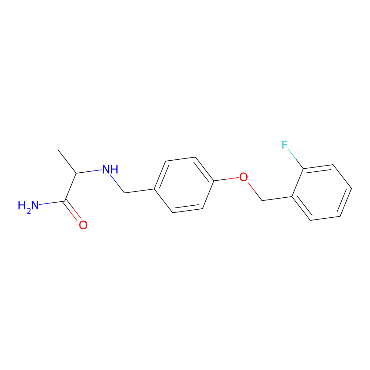(S)-2-(4-(2-fluorobenzyloxy)benzylamino)propanamide molecular structure, CAS 229309-19-7