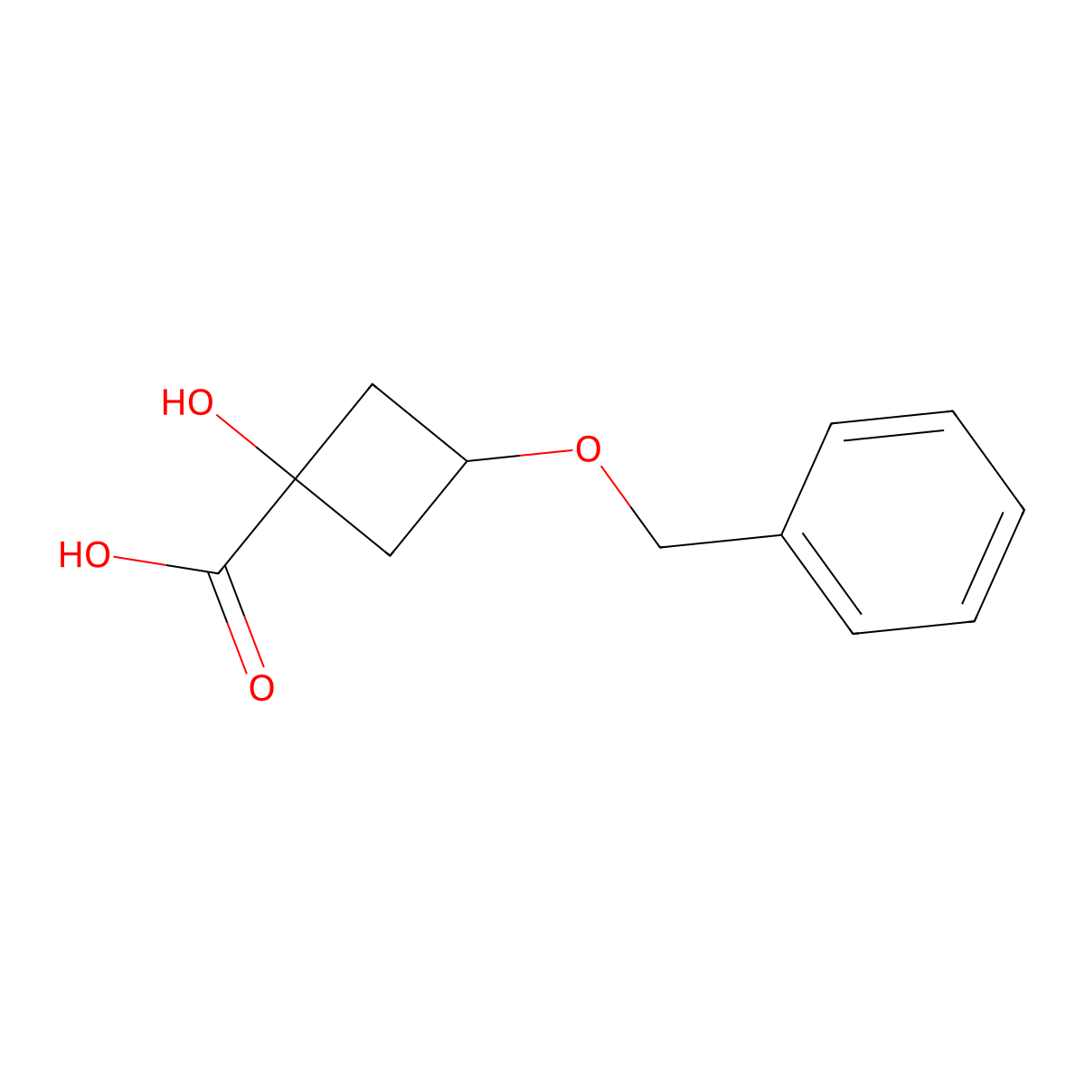 cis-3-Benzyloxy-1-hydroxy-cyclobutanecarboxylic acid molecular structure, CAS 2293093-37-3