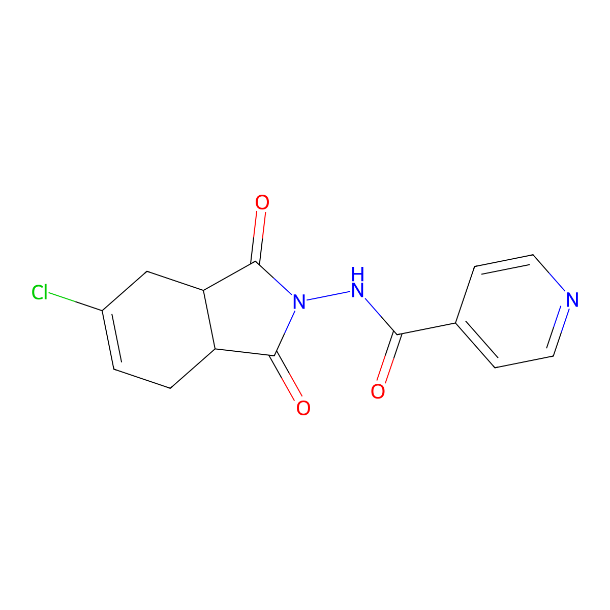 N-(5-chloro-1,3-dioxo-3a,4,7,7a-tetrahydroisoindol-2-yl)pyridine-4-carboxamide molecular structure, CAS 22931-36-8