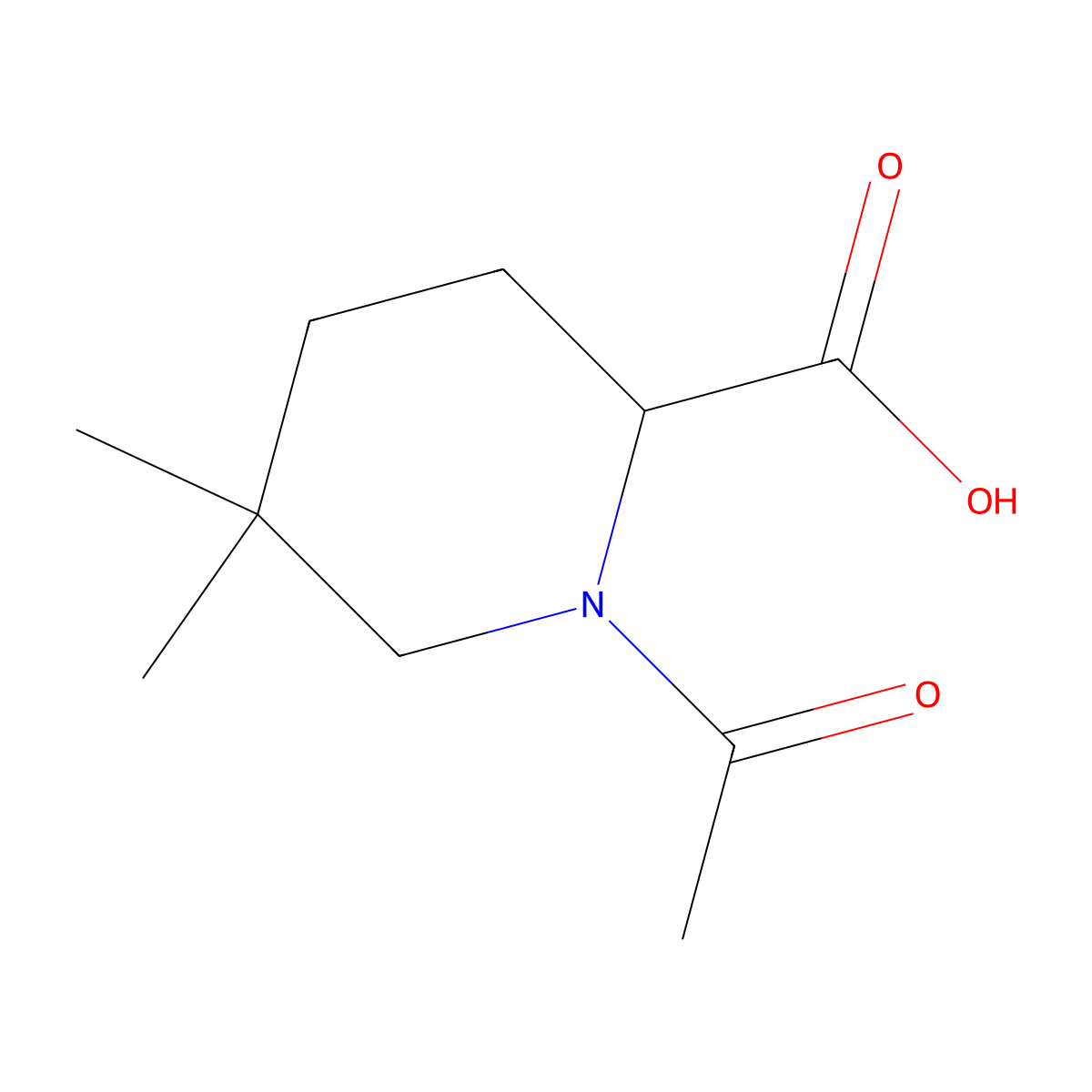 1-Acetyl-5,5-dimethylpiperidine-2-carboxylic acid molecular structure, CAS 2293127-47-4