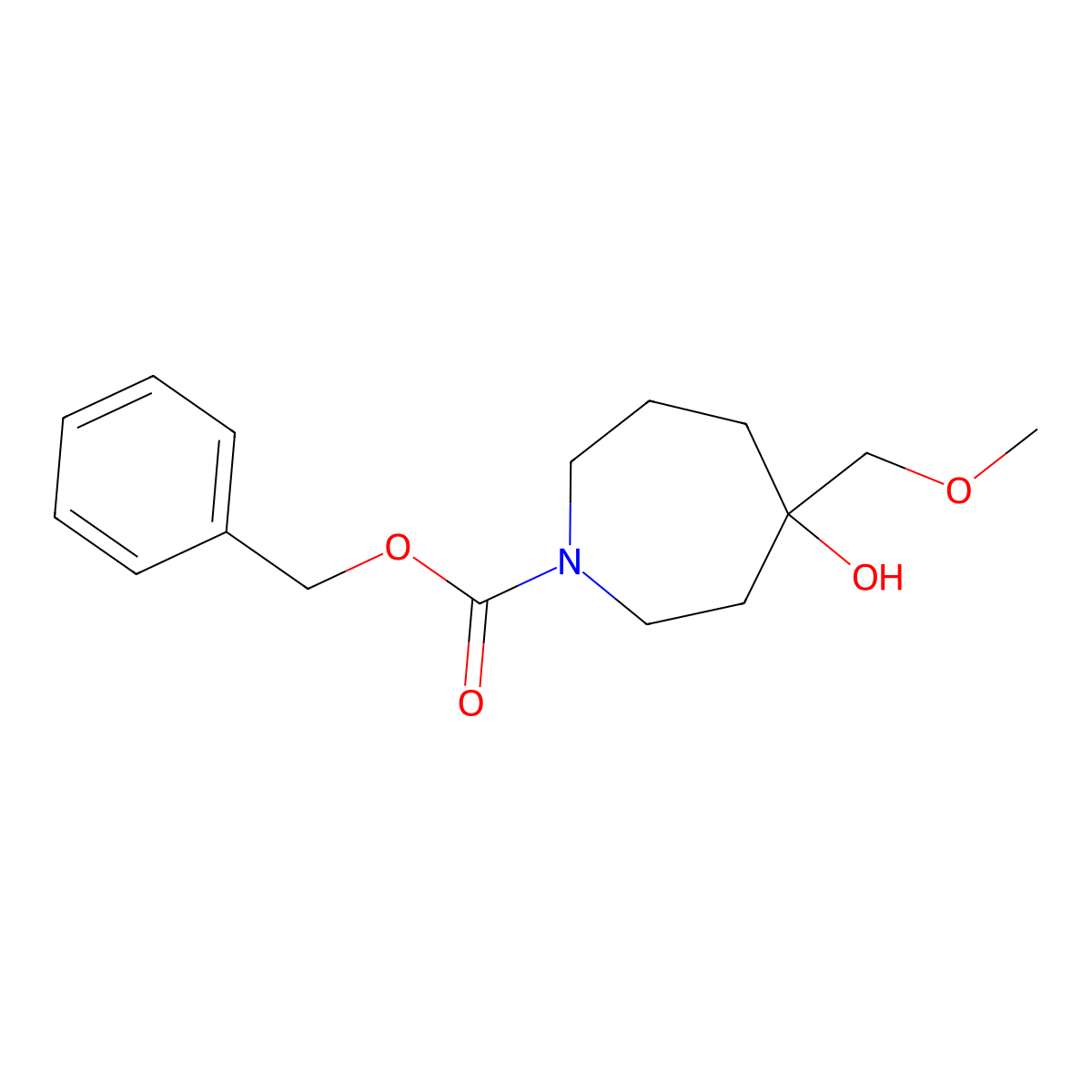 Benzyl 4-hydroxy-4-(methoxymethyl)azepane-1-carboxylate molecular structure, CAS 2293154-88-6