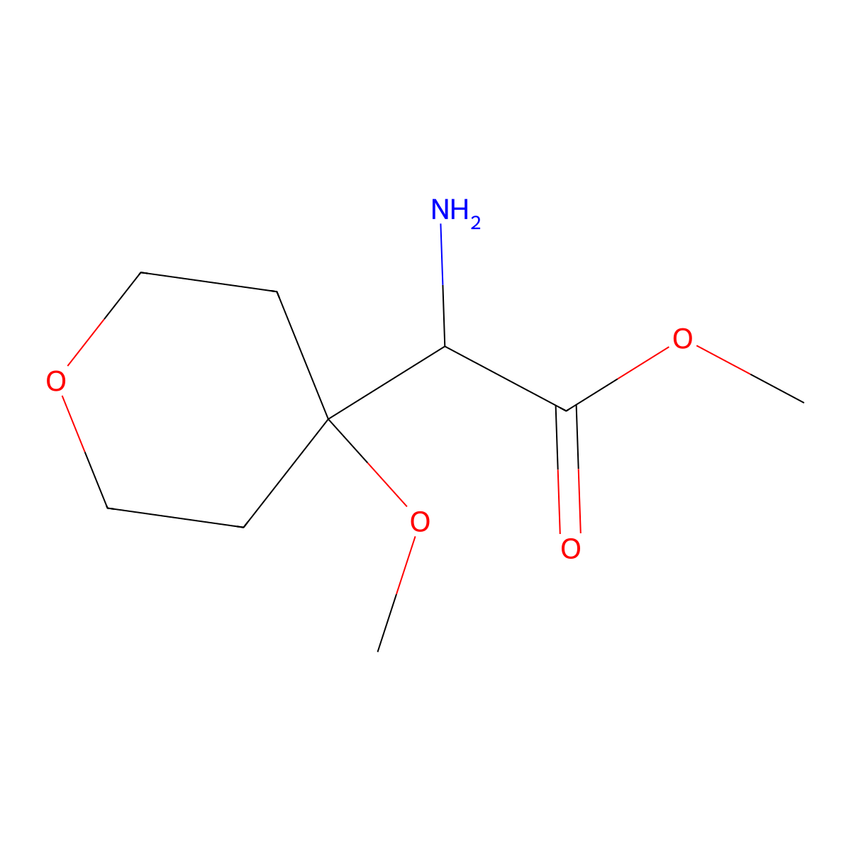 Methyl 2-amino-2-(4-methoxyoxan-4-yl)acetate molecular structure, CAS 2293155-96-9