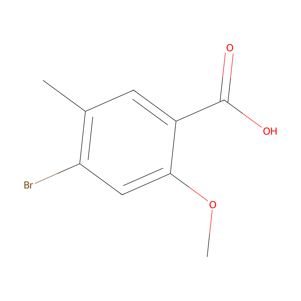 4-Bromo-2-methoxy-5-methylbenzoic acid molecular structure, CAS 2293347-43-8