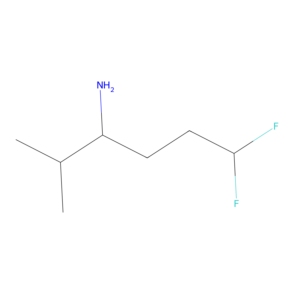 6,6-Difluoro-2-methylhexan-3-amine molecular structure, CAS 2293351-41-2