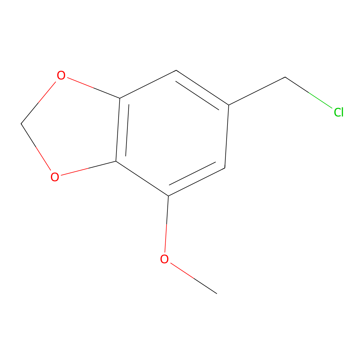 1,3-Benzodioxole, 6-(chloromethyl)-4-methoxy- molecular structure, CAS 22934-60-7