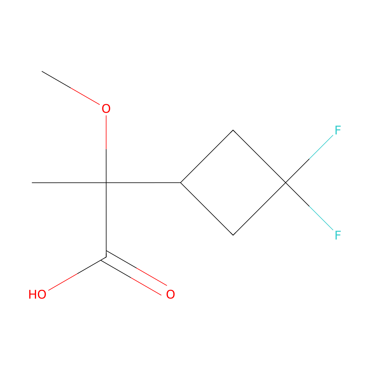 2-(3,3-Difluorocyclobutyl)-2-methoxypropanoic acid molecular structure, CAS 2293409-22-8