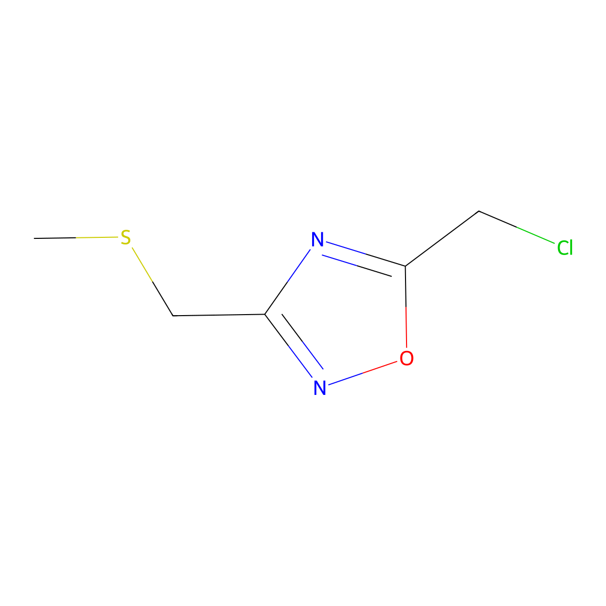 5-(Chloromethyl)-3-[(methylthio)methyl]-1,2,4-oxadiazole molecular structure, CAS 229343-09-3