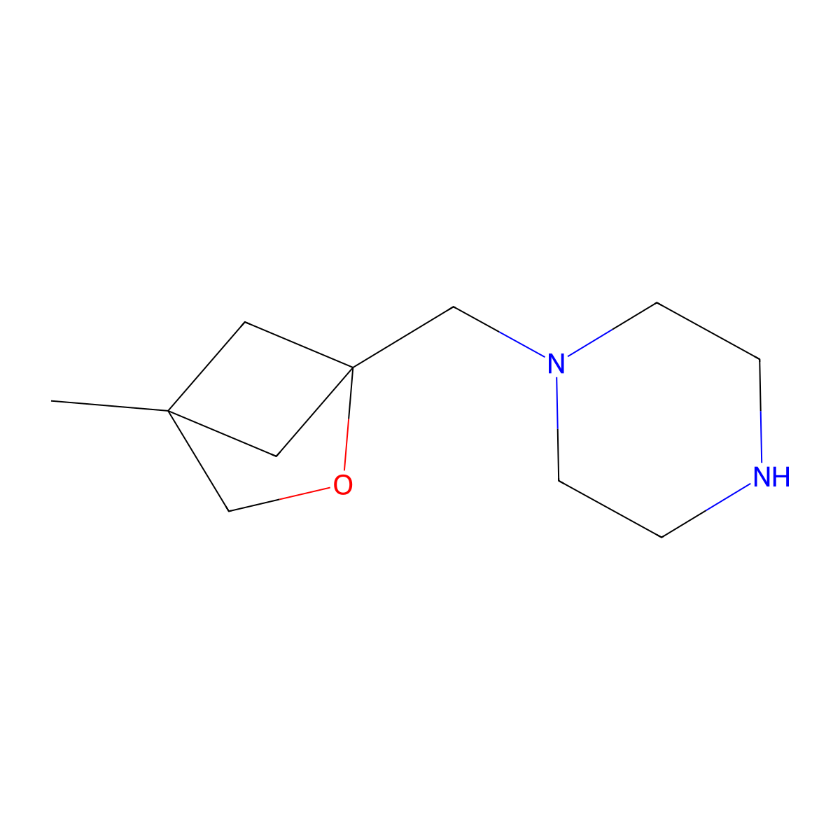 1-({4-Methyl-2-oxabicyclo[2.1.1]hexan-1-yl}methyl)piperazine molecular structure, CAS 2293470-72-9