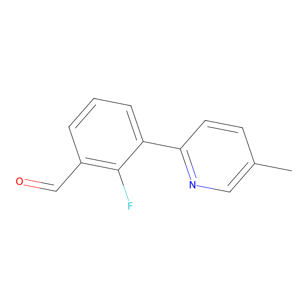 2-Fluoro-3-(5-methylpyridin-2-yl)benzaldehyde molecular structure, CAS 2293553-51-0