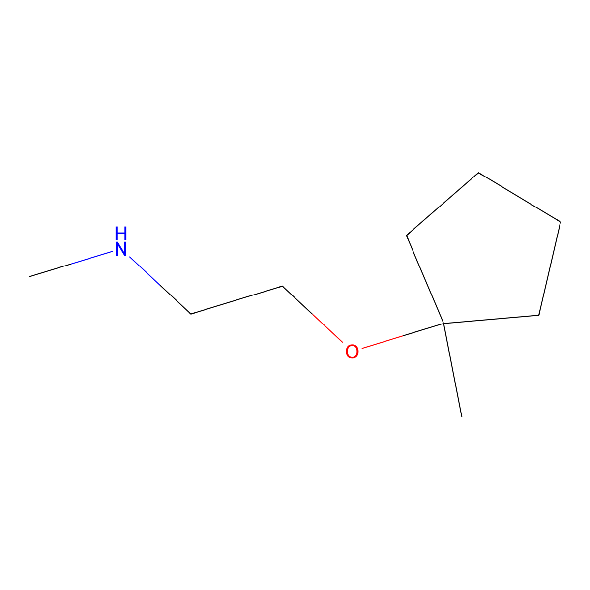 Methyl((2-((1-methylcyclopentyl)oxy)ethyl))amine molecular structure, CAS 2293567-44-7