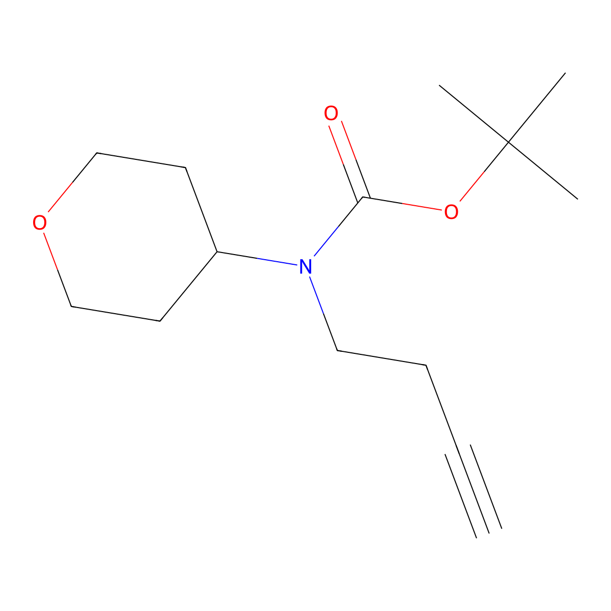 tert-butyl N-(but-3-yn-1-yl)-N-(oxan-4-yl)carbamate molecular structure, CAS 2293792-55-7