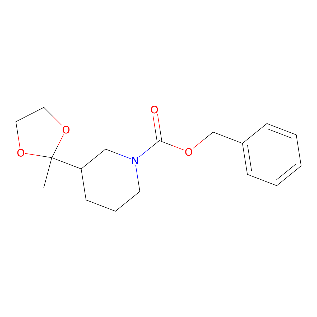 Benzyl 3-(2-methyl-1,3-dioxolan-2-yl)piperidine-1-carboxylate molecular structure, CAS 2293828-64-3