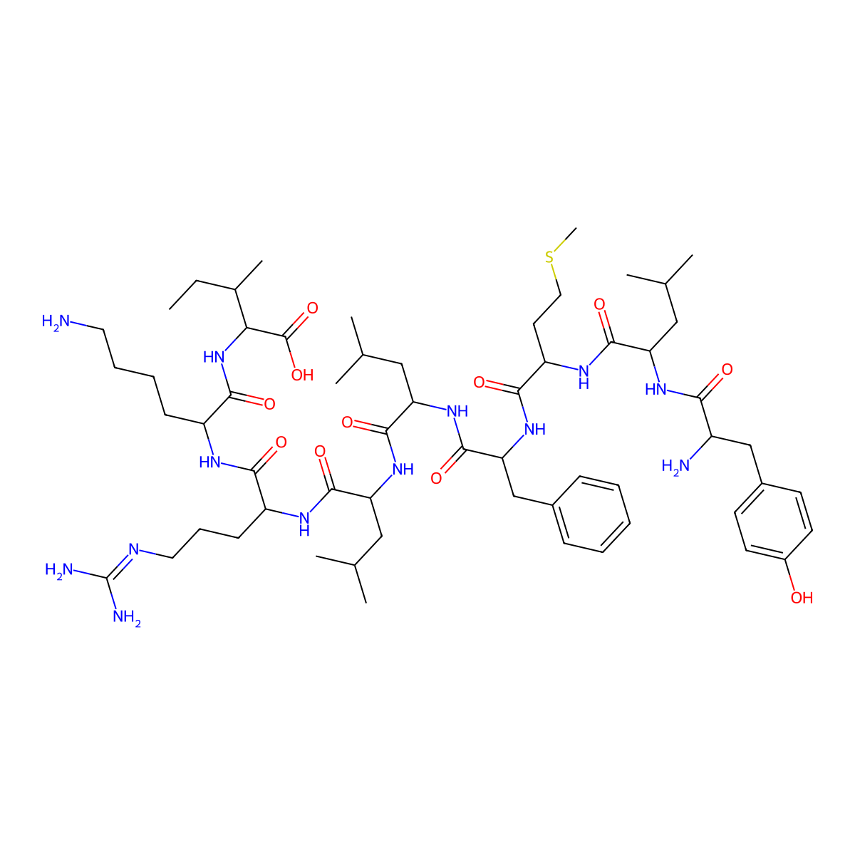 L-Tyrosyl-L-leucyl-L-methionyl-L-phenylalanyl-L-leucyl-L-leucyl-L-arginyl-L-lysyl-L-isoleucine molecular structure, CAS 2293841-58-2
