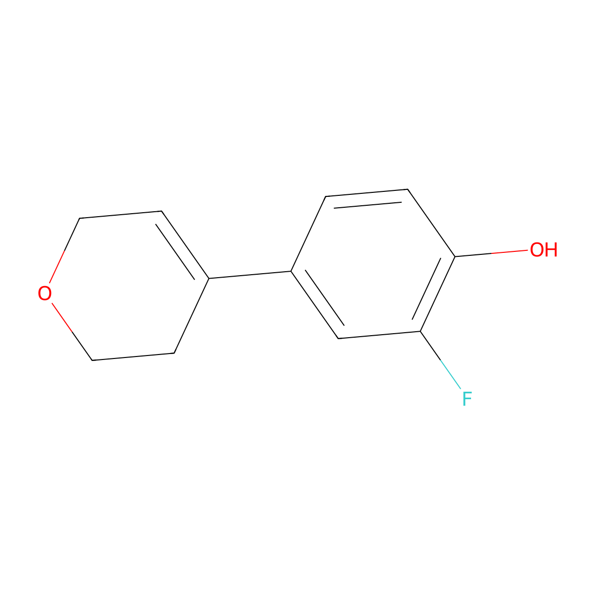 4-(3,6-Dihydro-2H-pyran-4-yl)-2-fluorophenol molecular structure, CAS 2293852-85-2