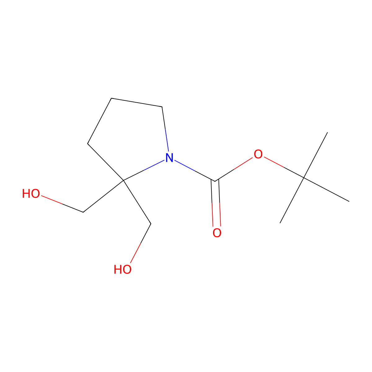 Tert-butyl 2,2-bis(hydroxymethyl)pyrrolidine-1-carboxylate molecular structure, CAS 2293862-77-6