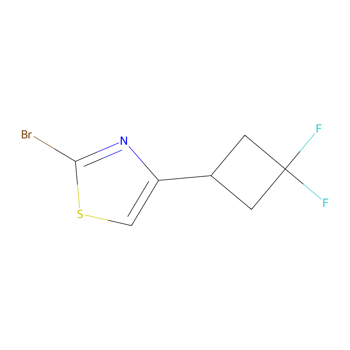 2-Bromo-4-(3,3-difluorocyclobutyl)-1,3-thiazole molecular structure, CAS 2293870-74-1