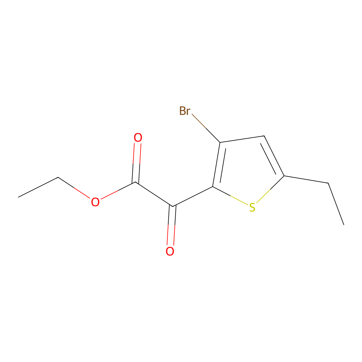 Ethyl 3-bromo-5-ethyl-alpha-oxo-2-thiopheneacetate molecular structure, CAS 2293880-22-3