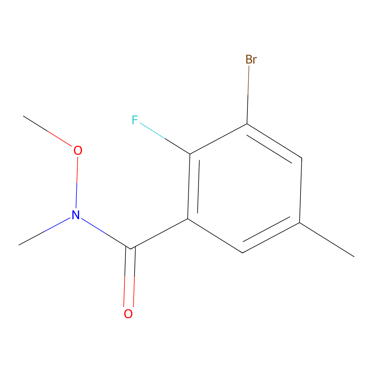 3-Bromo-2-fluoro-N-methoxy-N,5-dimethylbenzamide molecular structure, CAS 2293907-62-5