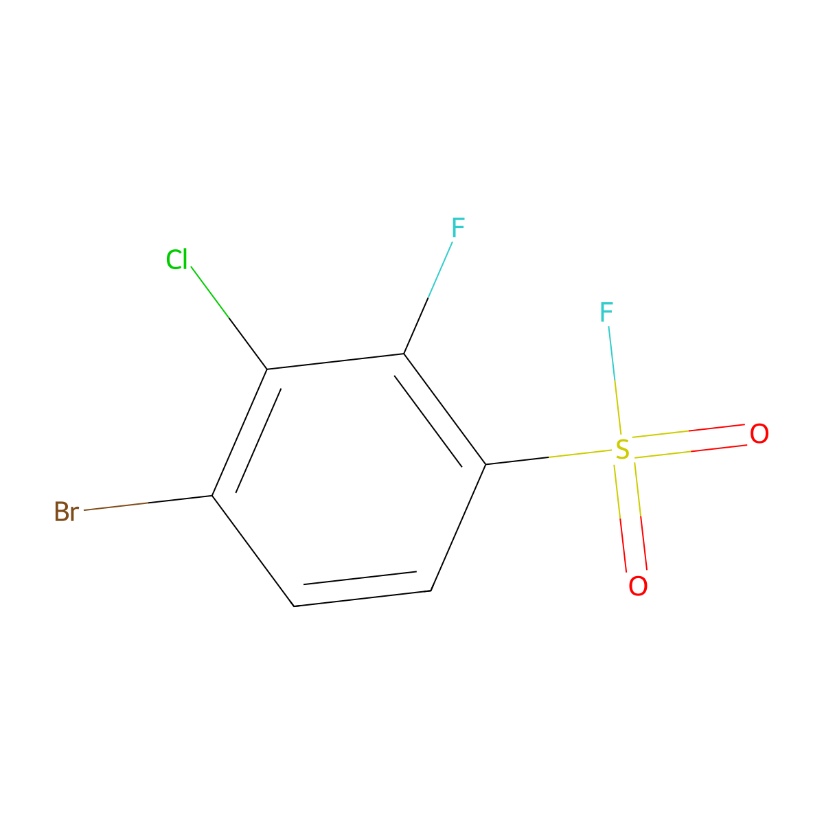 4-Bromo-3-chloro-2-fluorobenzene-1-sulfonylfluoride molecular structure, CAS 2293937-36-5