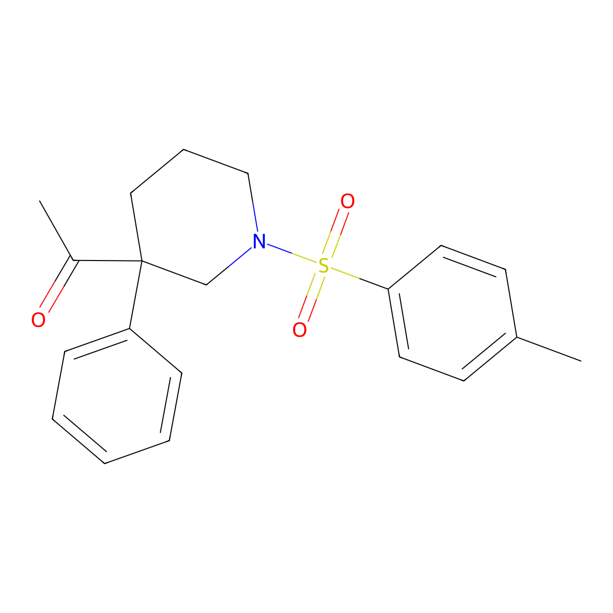 4-Acetyl-4-phenyl-1-(p-tolylsulphonyl)piperidine molecular structure, CAS 22940-55-2