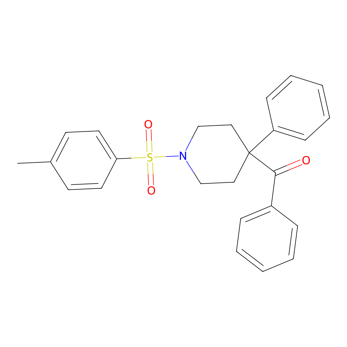 4-Benzoyl-4-phenyl-1-(p-tolylsulphonyl)piperidine molecular structure, CAS 22940-59-6