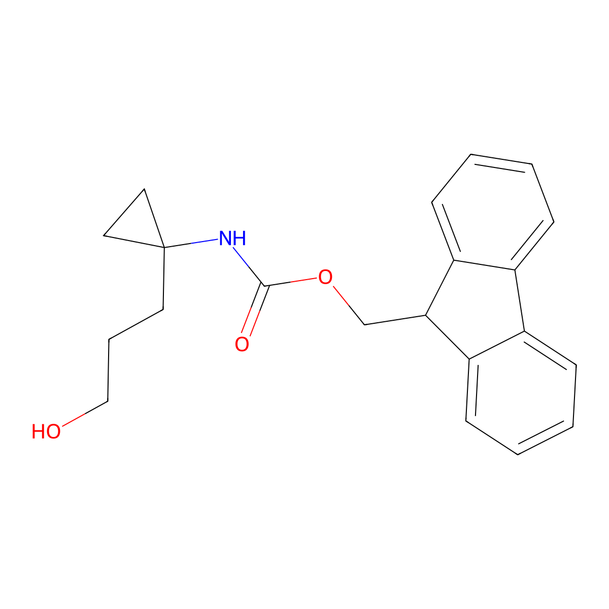 (9H-fluoren-9-yl)methyl N-[1-(3-hydroxypropyl)cyclopropyl]carbamate molecular structure, CAS 2294125-10-1