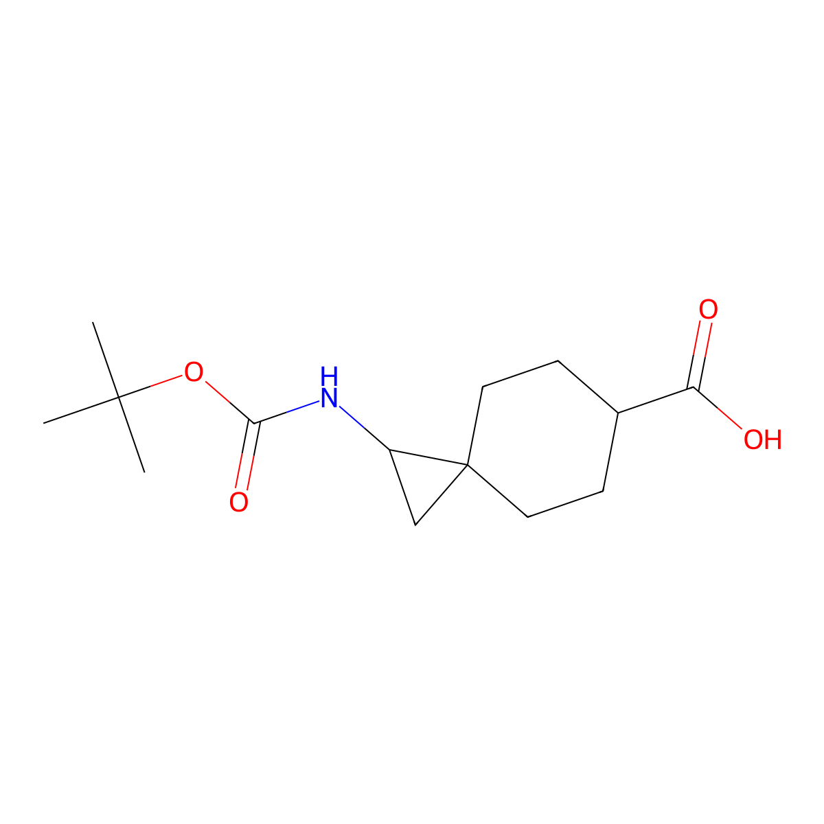 1-((tert-Butoxycarbonyl)amino)spiro[2.5]octane-6-carboxylic acid molecular structure, CAS 2294222-26-5
