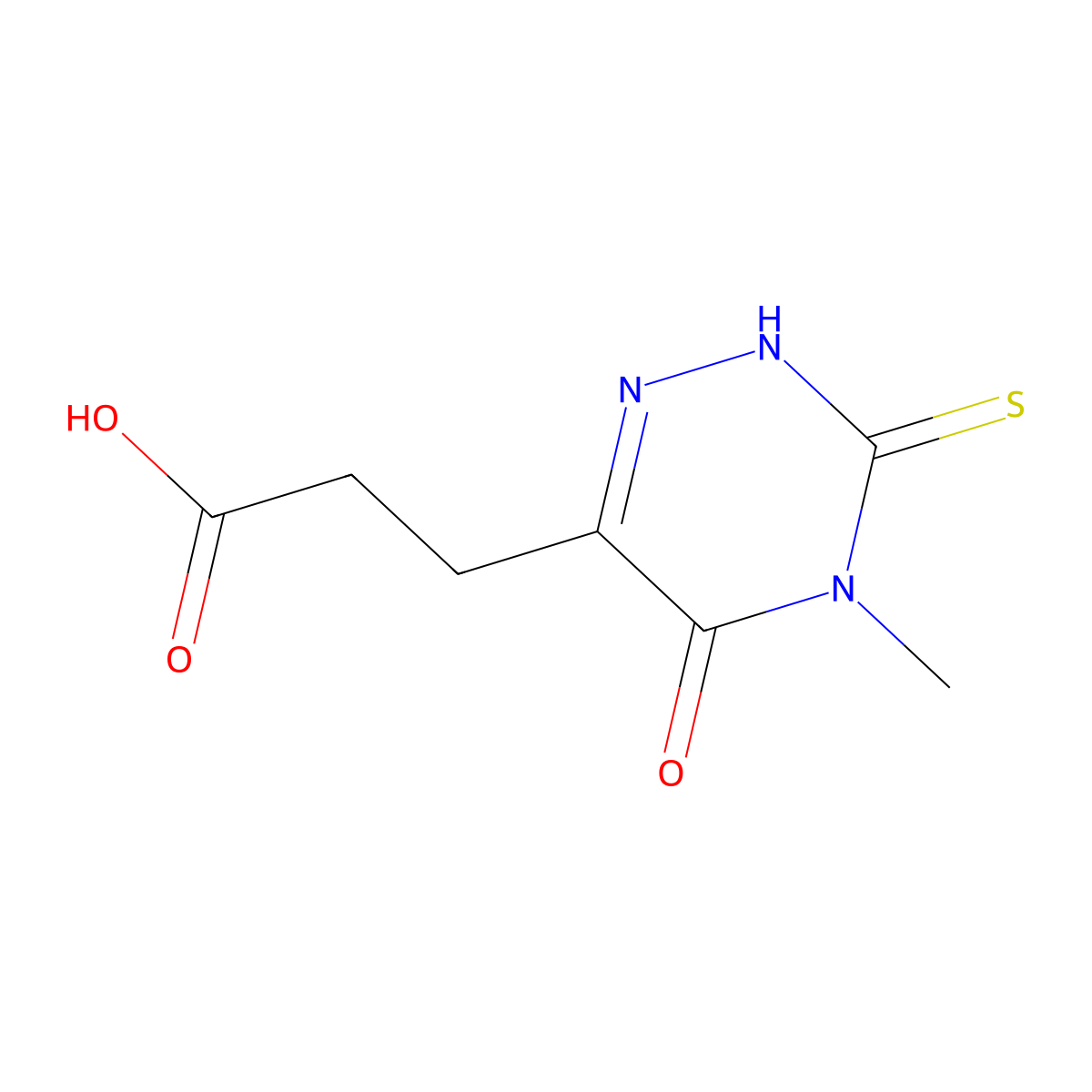 3-(4-Methyl-5-oxo-3-sulfanylidene-2,3,4,5-tetrahydro-1,2,4-triazin-6-yl)propanoic acid molecular structure, CAS 22943-23-3