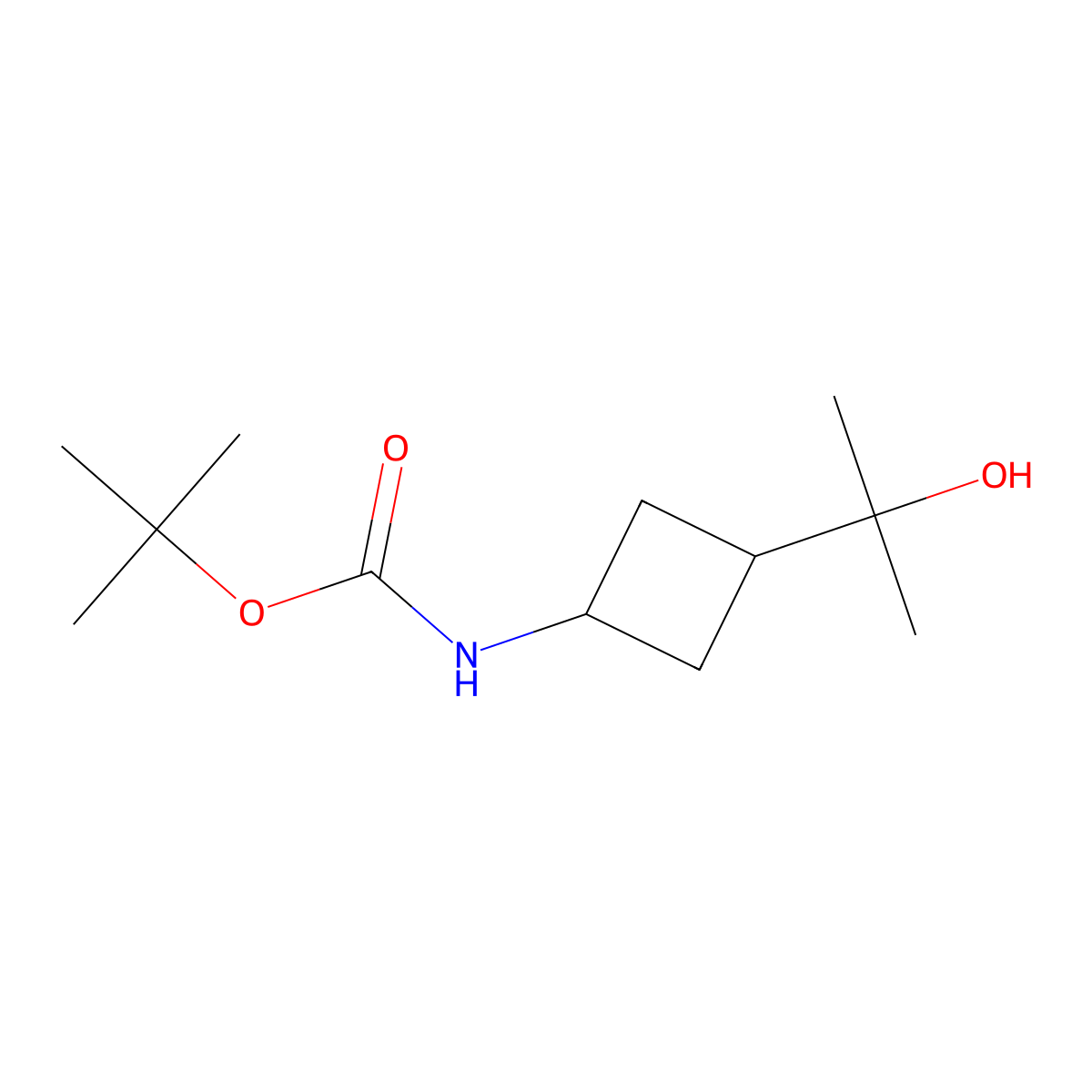 tert-butyl N-[3-(2-hydroxypropan-2-yl)cyclobutyl]carbamate molecular structure, CAS 2294378-89-3
