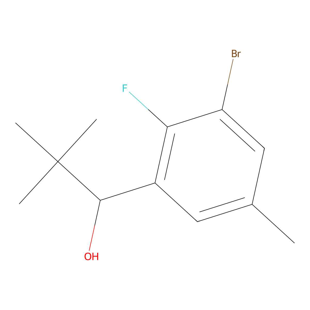 1-(3-Bromo-2-fluoro-5-methylphenyl)-2,2-dimethylpropan-1-ol molecular structure, CAS 2294388-07-9