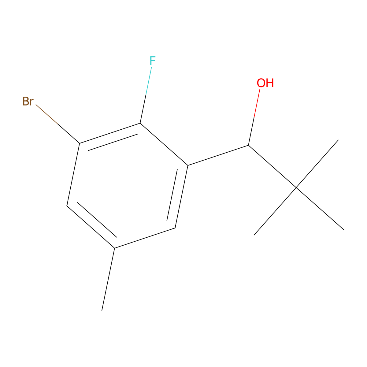 1-(3-Bromo-2-fluoro-5-methylphenyl)-2,2-dimethylpropan-1-ol molecular structure, CAS 2294388-07-9