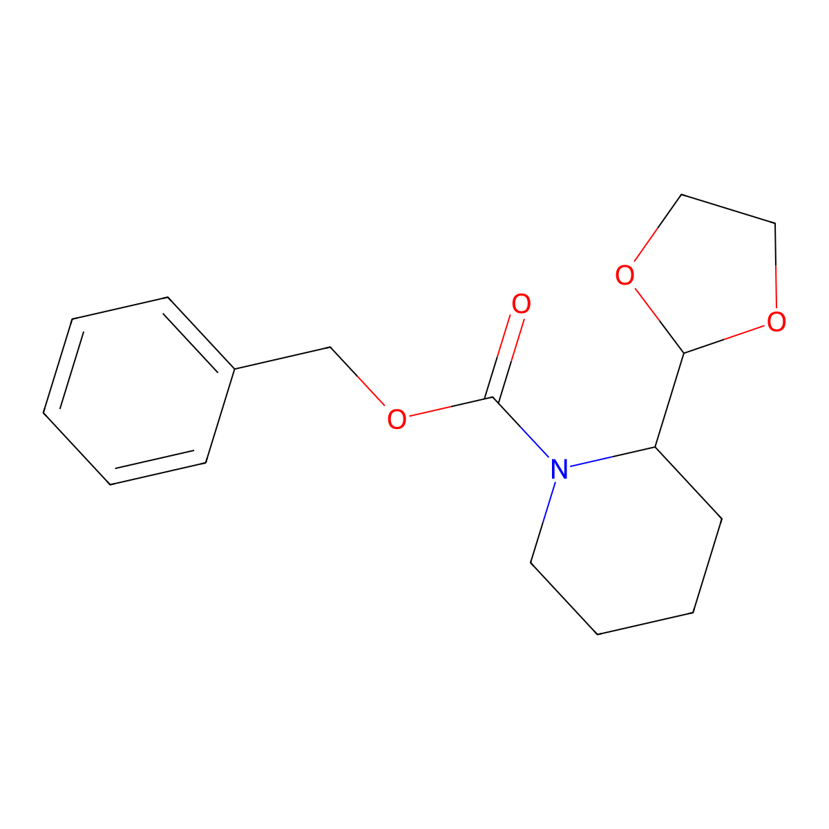 Benzyl 2-(1,3-dioxolan-2-yl)piperidine-1-carboxylate molecular structure, CAS 2294553-04-9