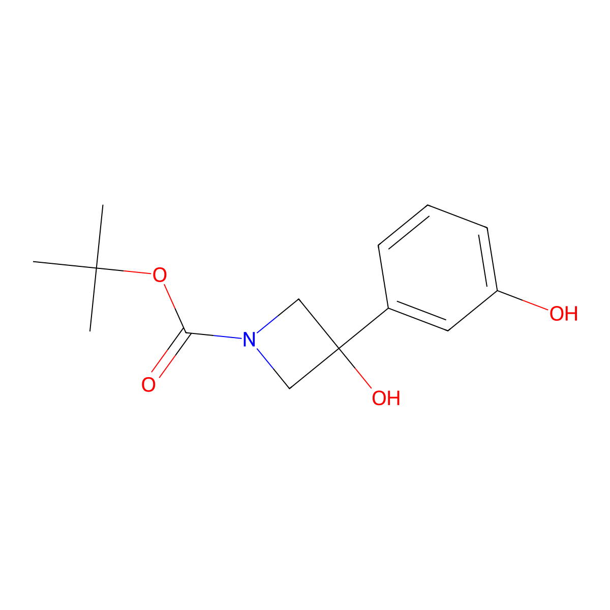 Tert-butyl 3-hydroxy-3-(3-hydroxyphenyl)azetidine-1-carboxylate molecular structure, CAS 2294590-58-0