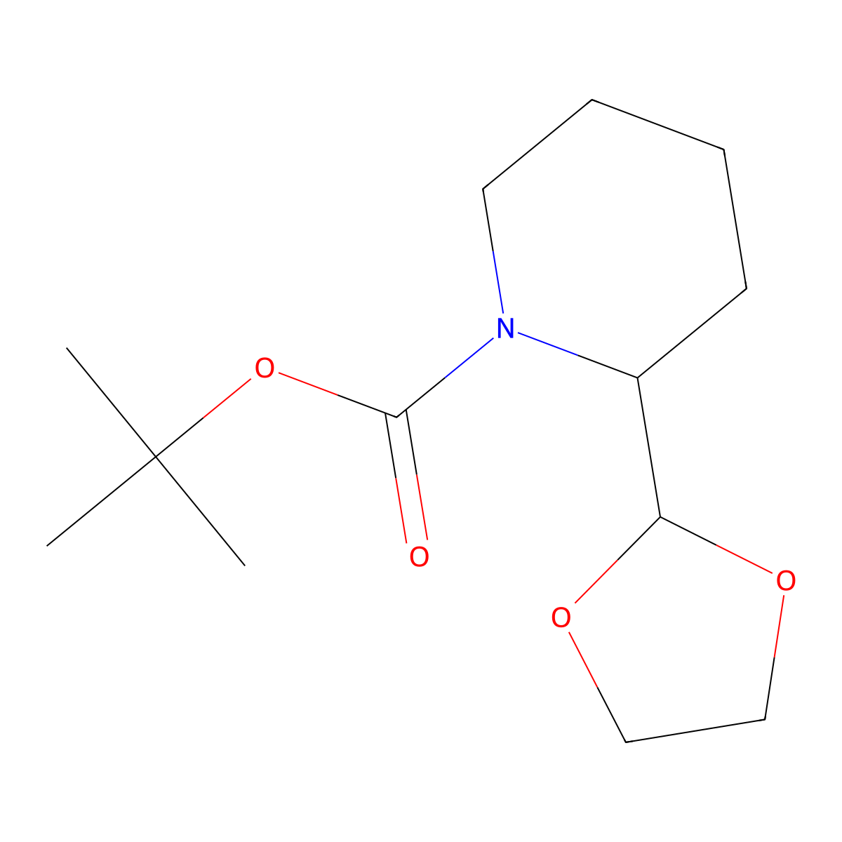 Tert-butyl 2-(1,3-dioxolan-2-yl)piperidine-1-carboxylate molecular structure, CAS 2294595-91-6