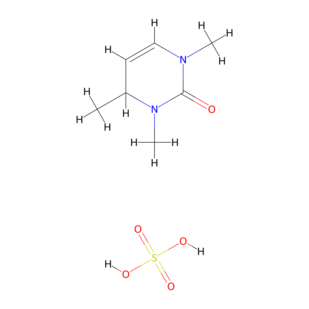2(1H)-Pyrimidinone, 3,4-dihydro-1,3,4-trimethyl-, sulfate (1:1) molecular structure, CAS 22946-41-4