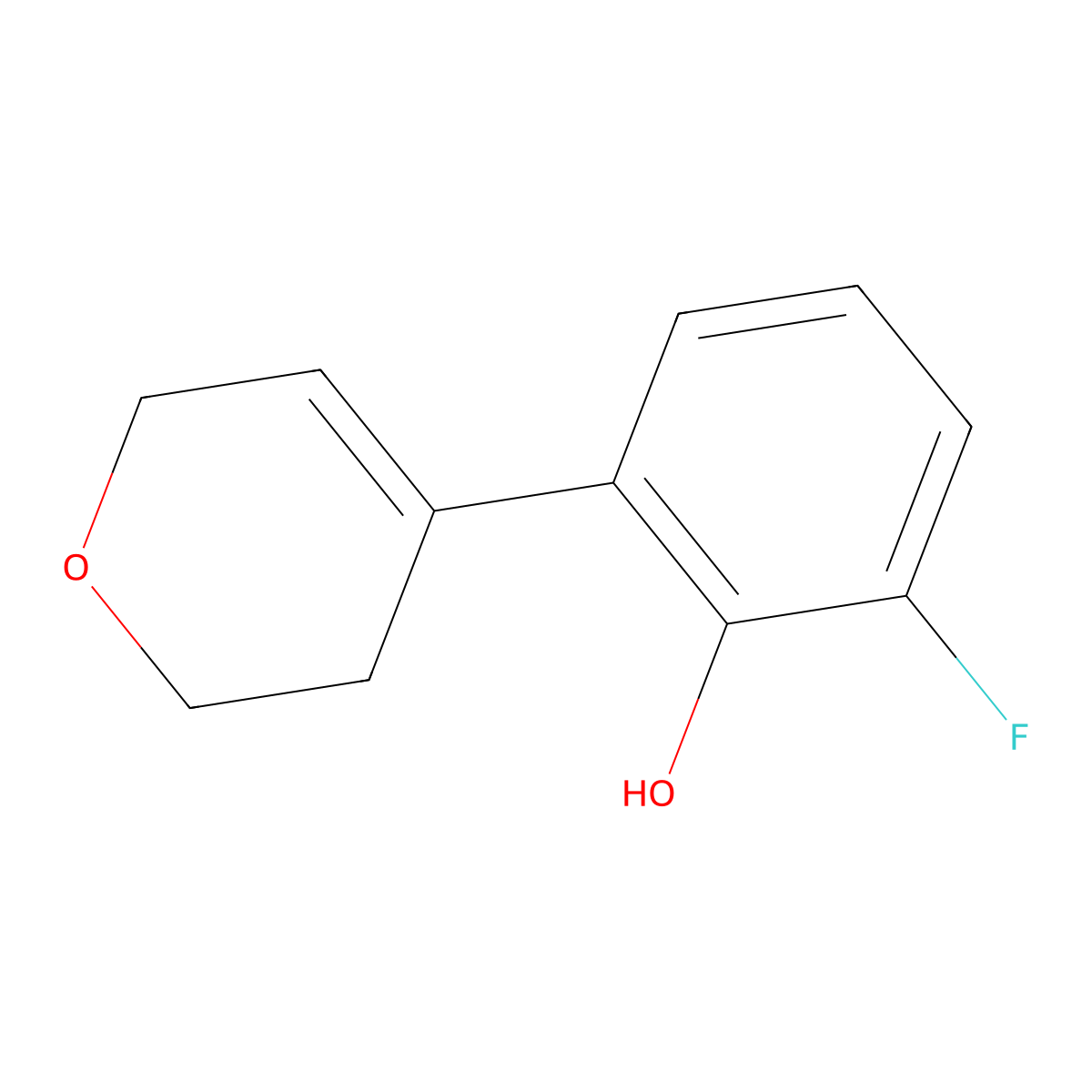 2-(3,6-Dihydro-2H-pyran-4-yl)-6-fluorophenol molecular structure, CAS 2294628-29-6